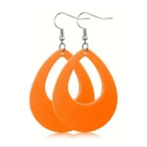 3" Vibrant Orange droplet earrings